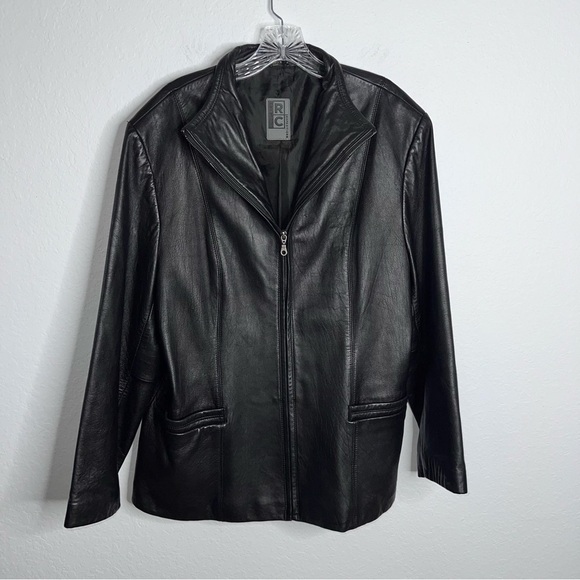 Robert Comstock Leather Jacket Men XL RC Expedition zip up Black Coat Genuine C4 - Picture 1 of 10